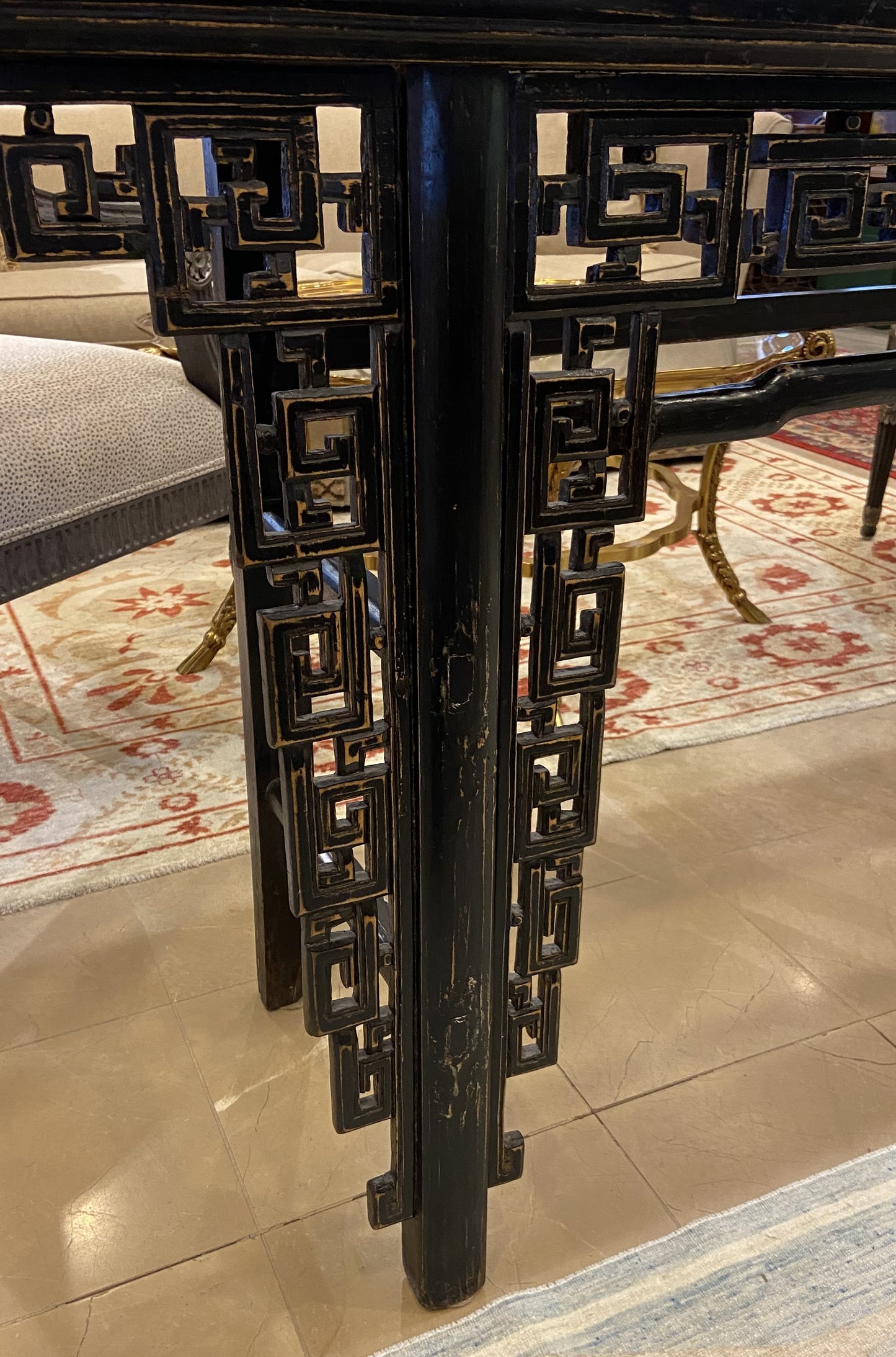 Chinese Antique Black Altar Table (9TSK3L)