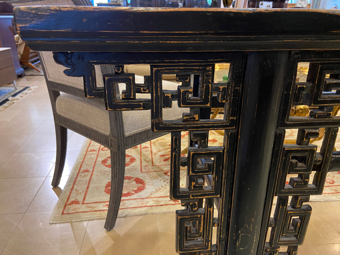 Chinese Antique Black Altar Table (9TSK3L)