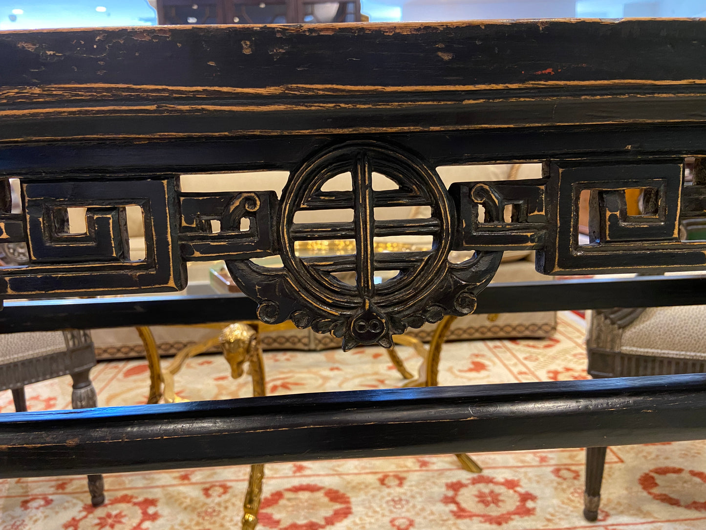 Chinese Antique Black Altar Table (9TSK3L)