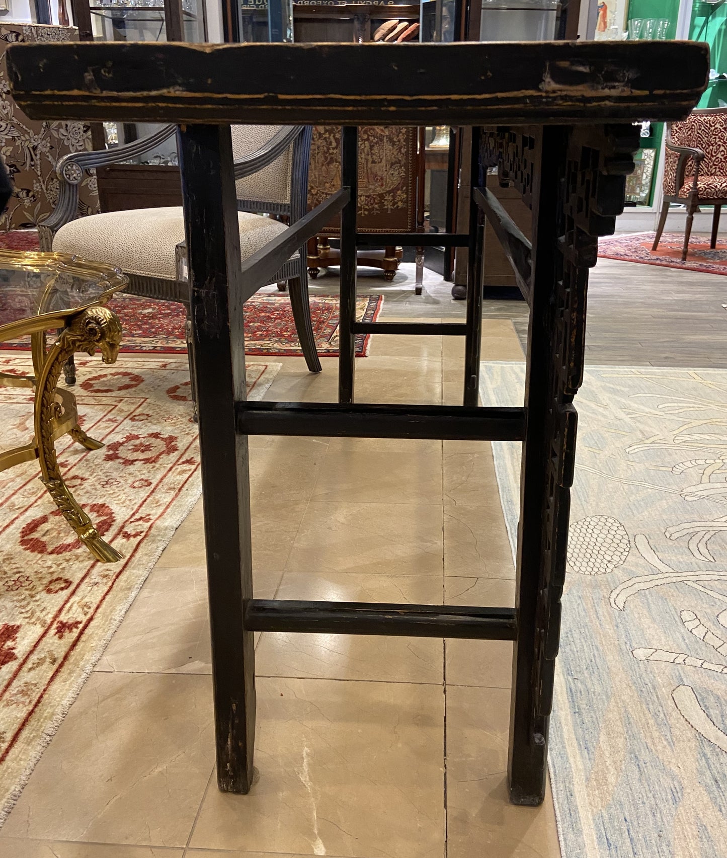 Chinese Antique Black Altar Table (9TSK3L)