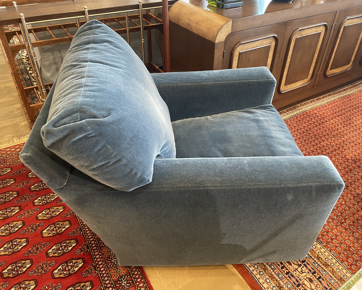 A. Rudin Blue Mohair Swivel Chair, AS IS (0PQ001)