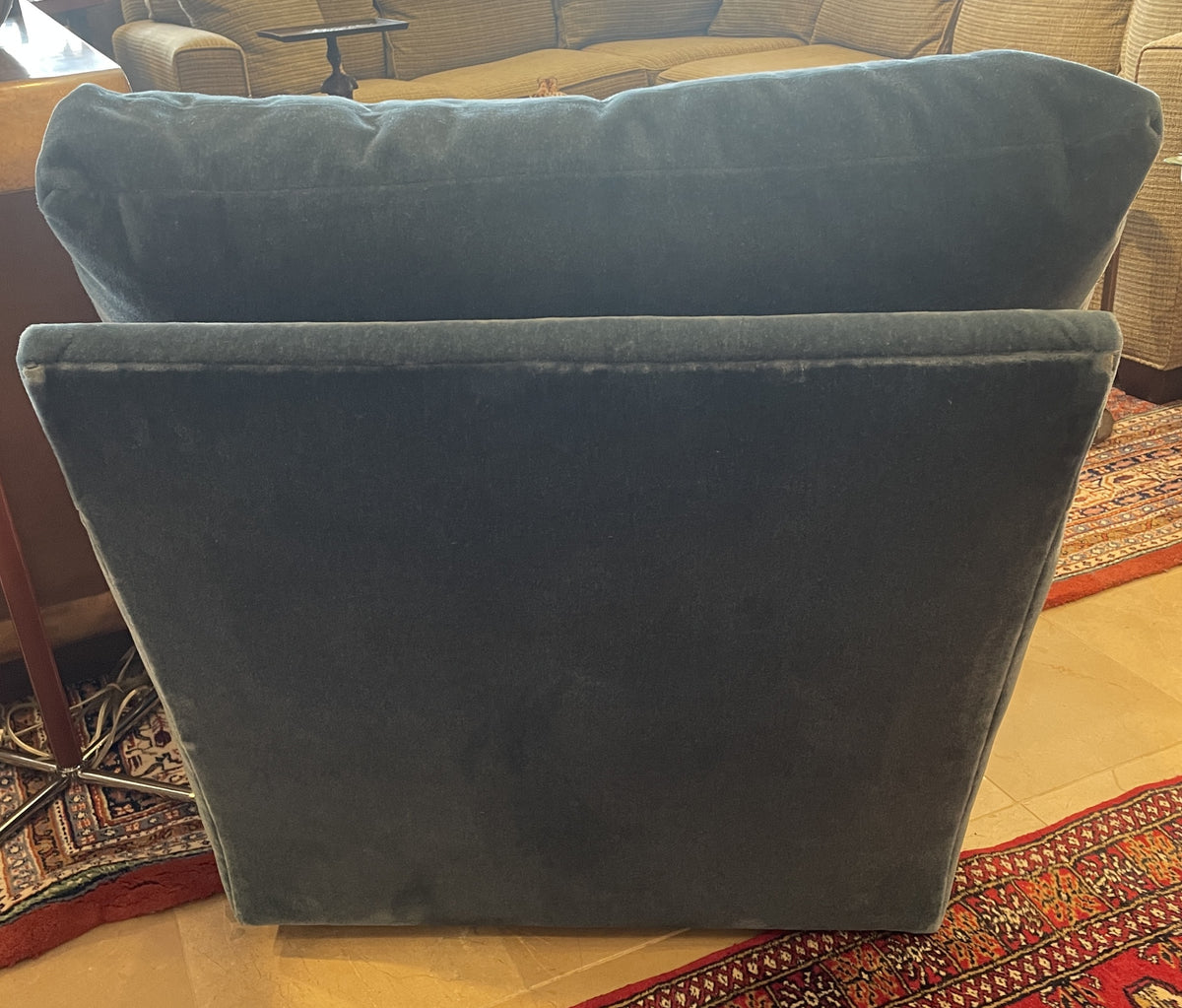 A. Rudin Blue Mohair Swivel Chair, AS IS (0PQ001)
