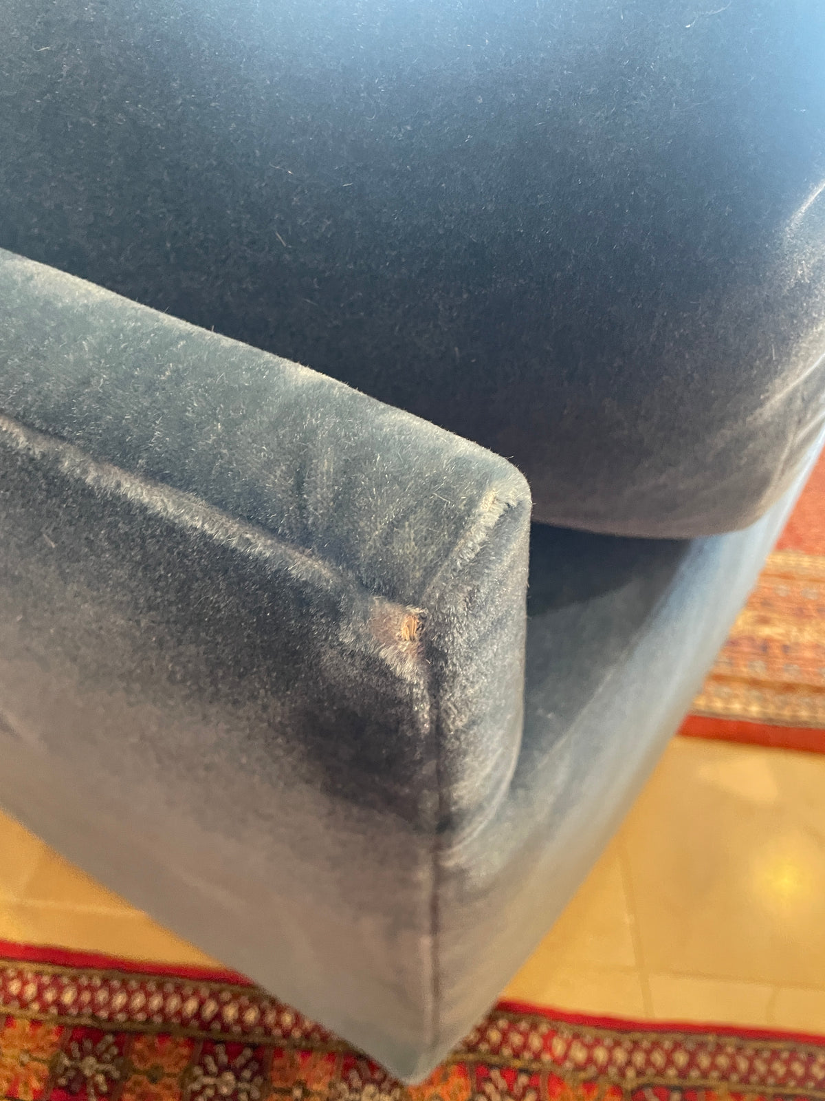 A. Rudin Blue Mohair Swivel Chair, AS IS (0PQ001)