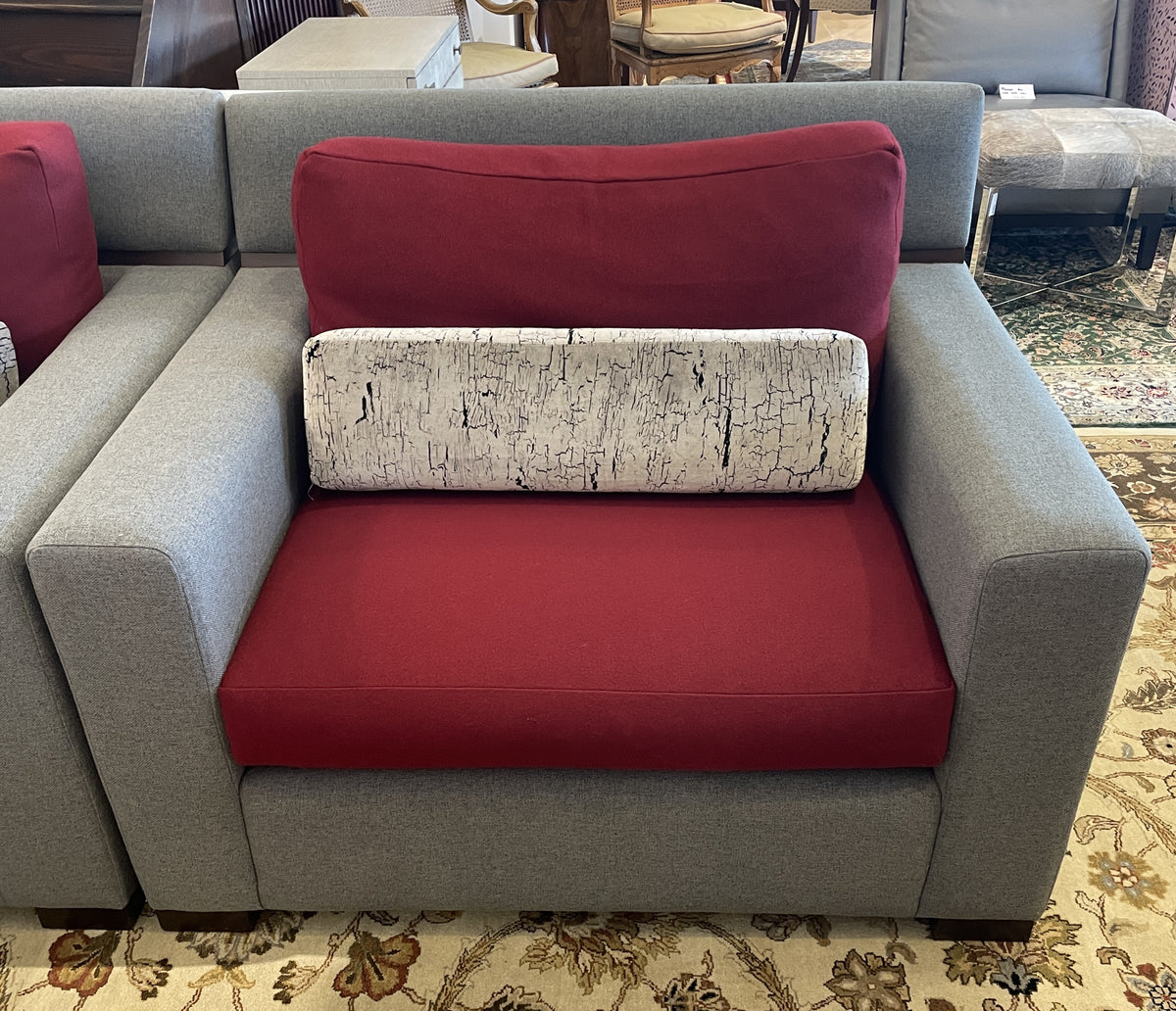 Burton James Oversized Arm Chair in Wool and Wood (Two available 0PQ002 0PQ003)