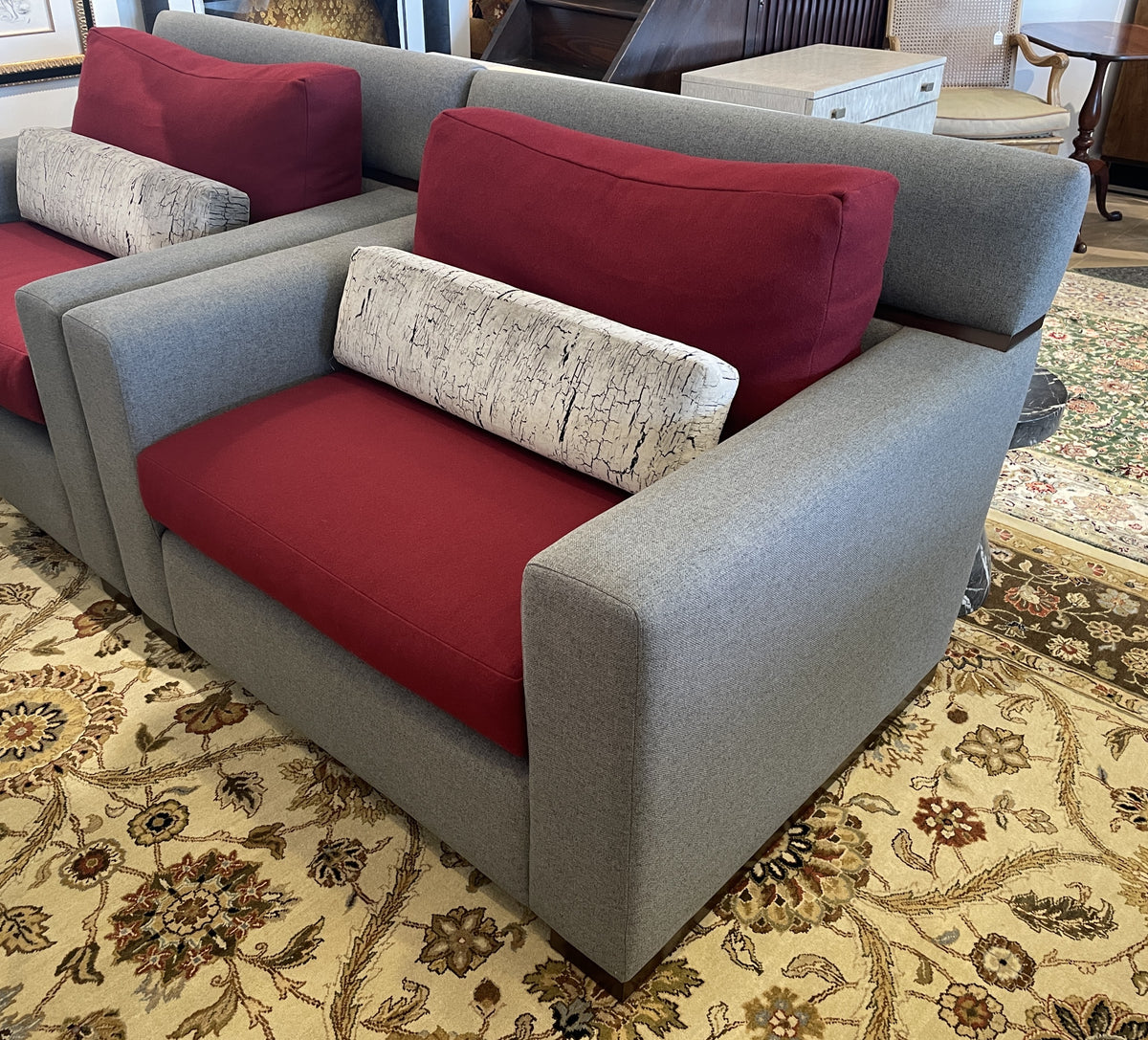 Burton James Oversized Arm Chair in Wool and Wood (Two available 0PQ002 0PQ003)