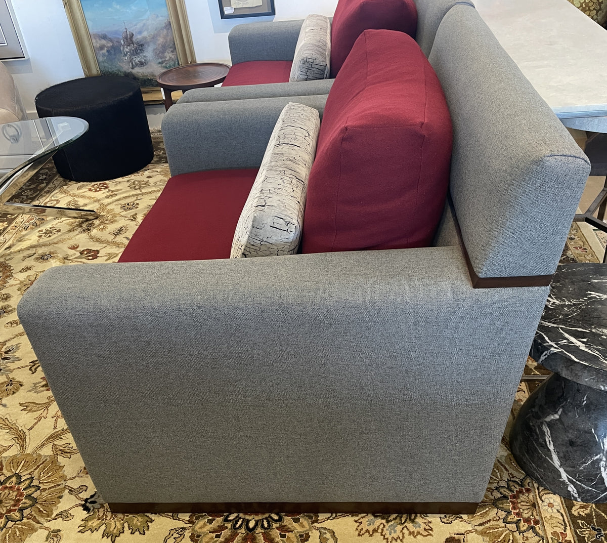 Burton James Oversized Arm Chair in Wool and Wood (Two available 0PQ002 0PQ003)