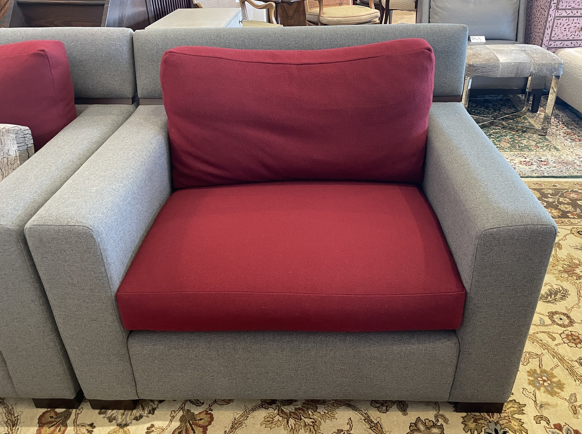 Burton James Oversized Arm Chair in Wool and Wood (Two available 0PQ002 0PQ003)