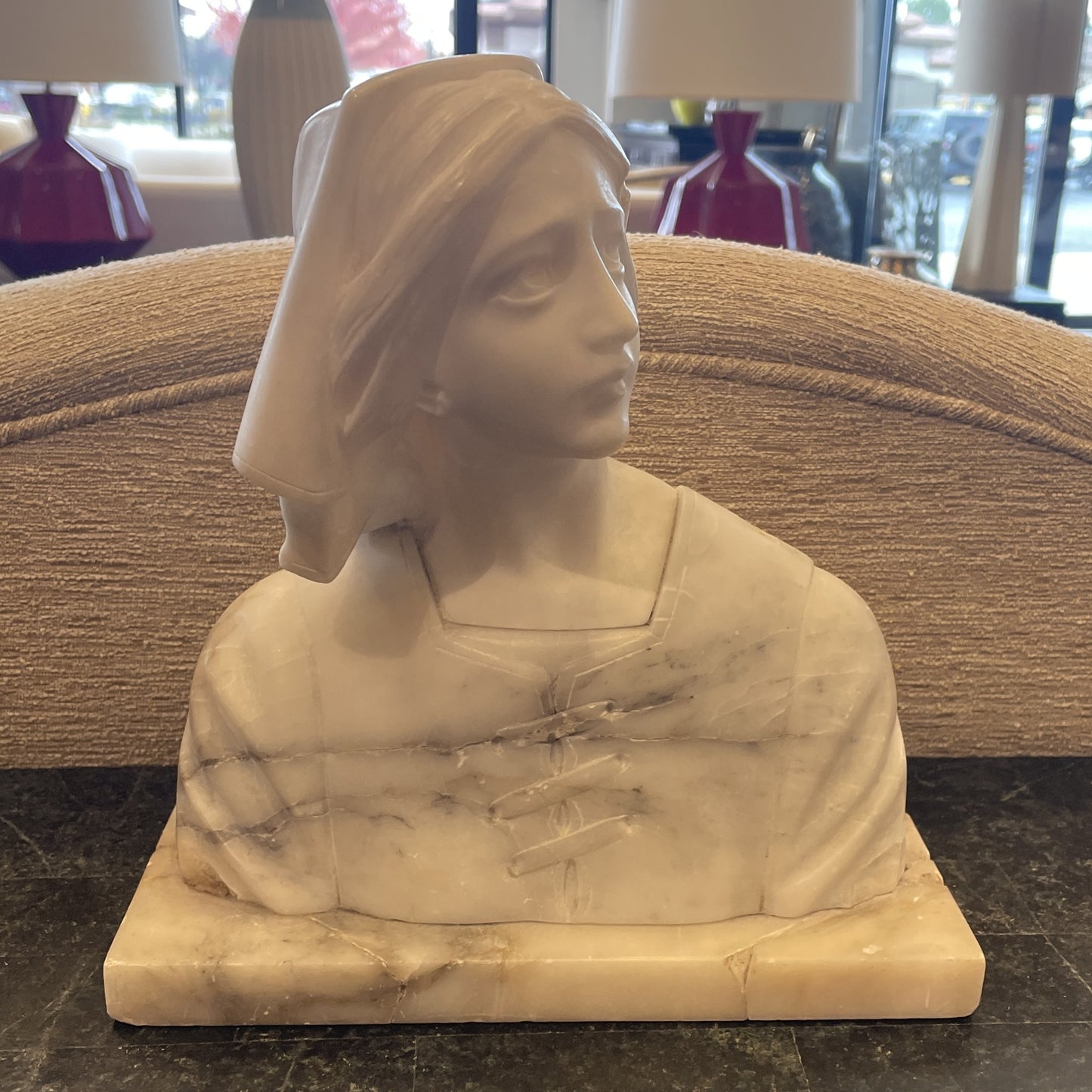 Joan of Arc Alabaster Sculpture, As Is, 1920s (0I8001)