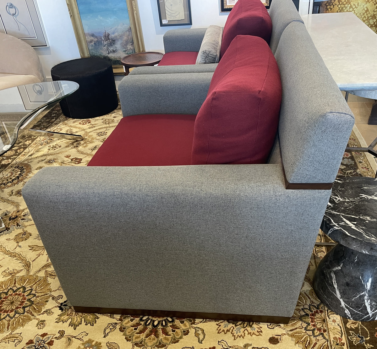 Burton James Oversized Arm Chair in Wool and Wood (Two available 0PQ002 0PQ003)
