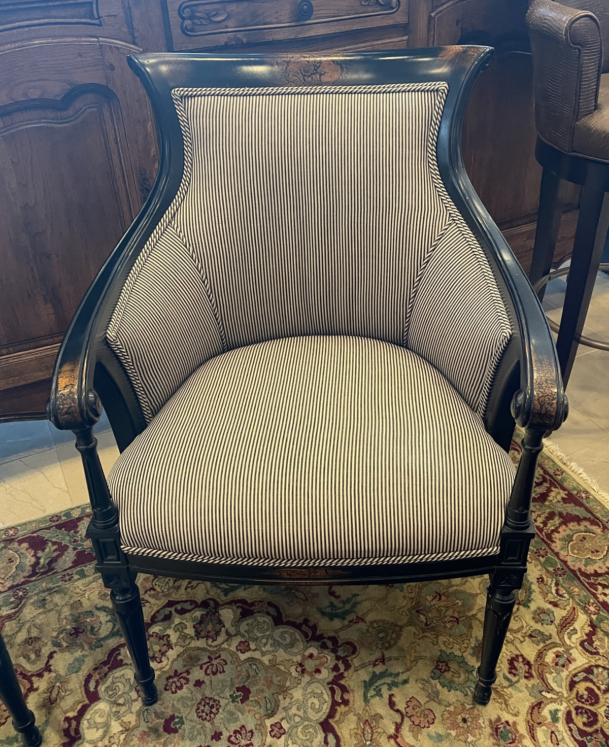 Neoclassical Armchair in Striped Fabric (Two available 0PQ00A 0PQ00B)