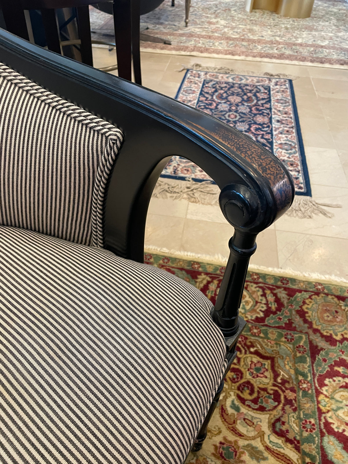 Neoclassical Armchair in Striped Fabric (Two available 0PQ00A 0PQ00B)
