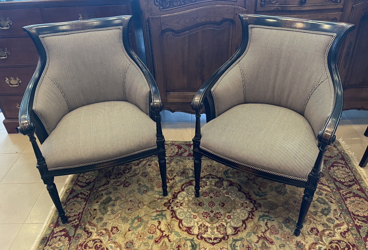 Neoclassical Armchair in Striped Fabric (Two available 0PQ00A 0PQ00B)