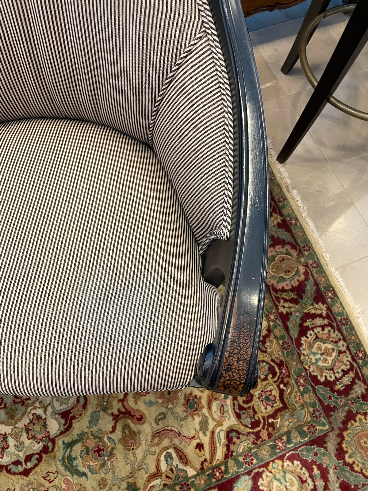 Neoclassical Armchair in Striped Fabric (Two available 0PQ00A 0PQ00B)