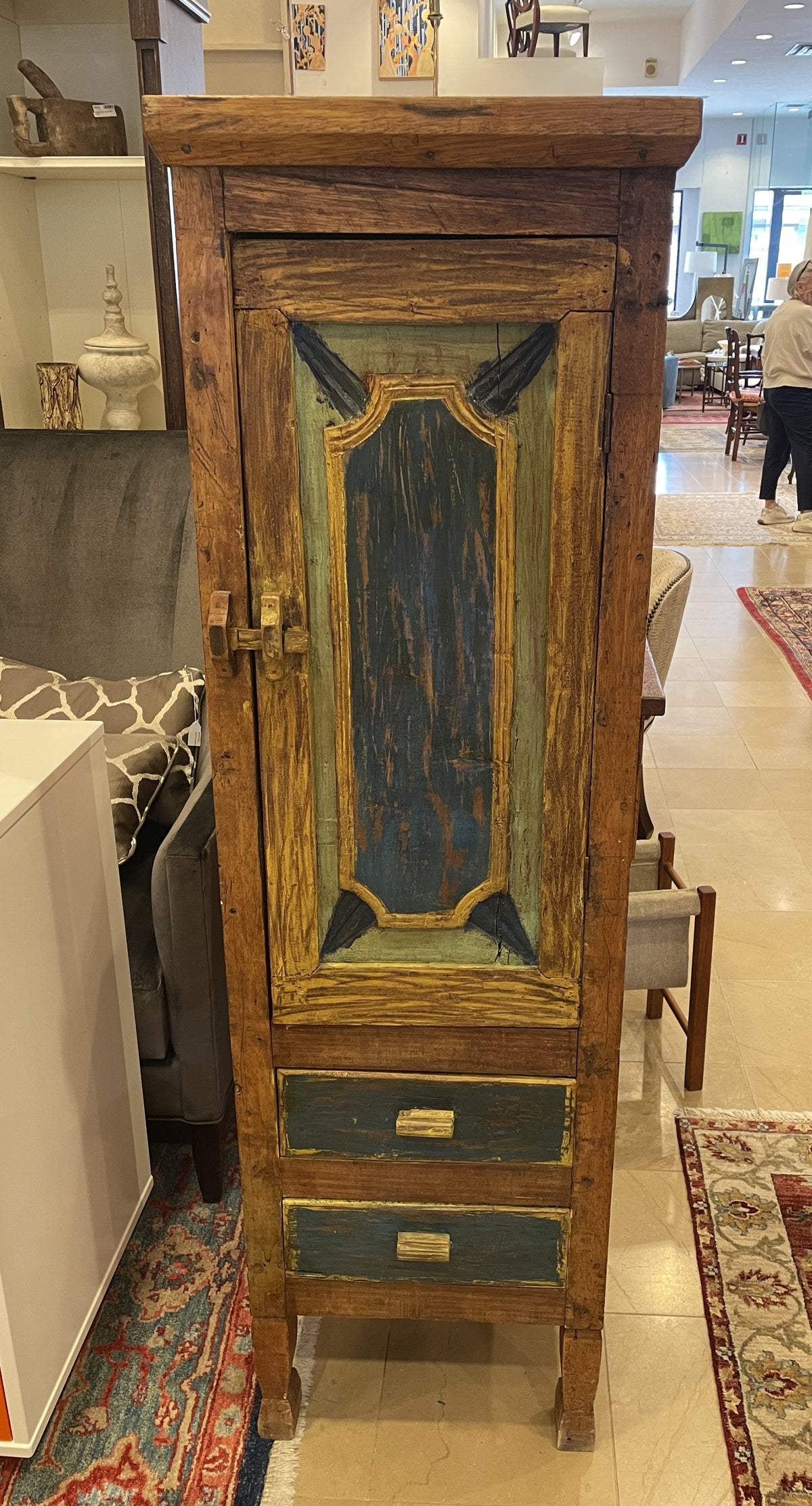 Reclaimed Wood Painted What Not Cabinet (0PQ00C)