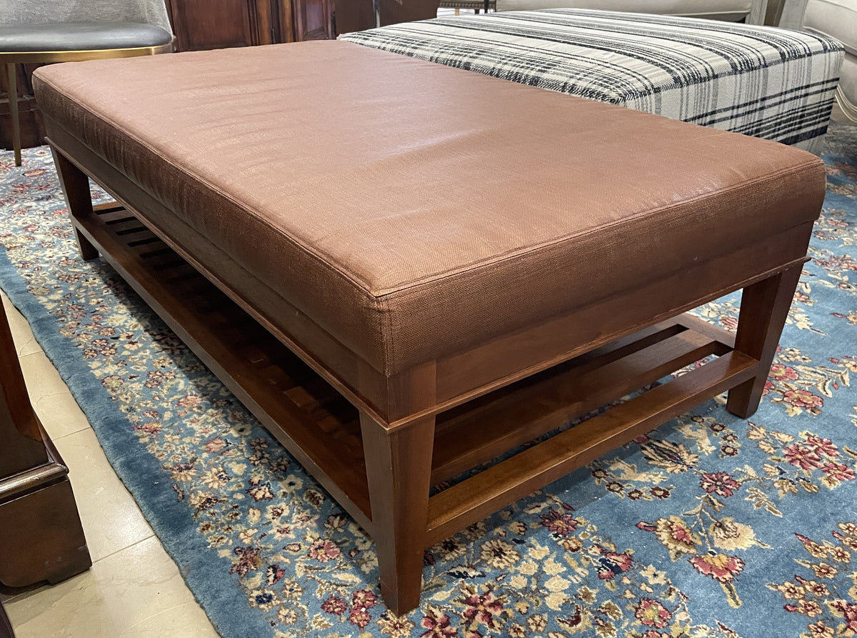 Vinyl and Cherry Ottoman/Coffee Table AS IS (0PQ00K)