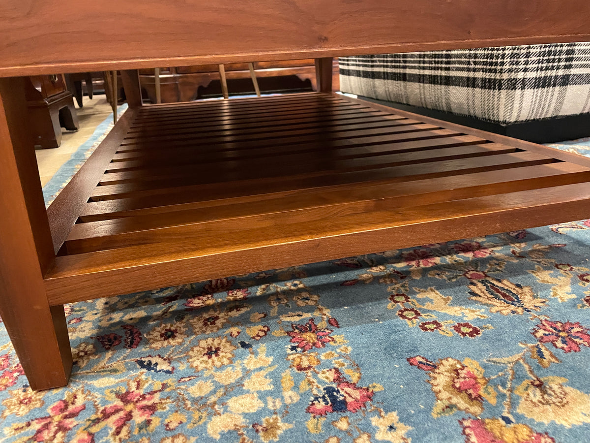 Vinyl and Cherry Ottoman/Coffee Table AS IS (0PQ00K)