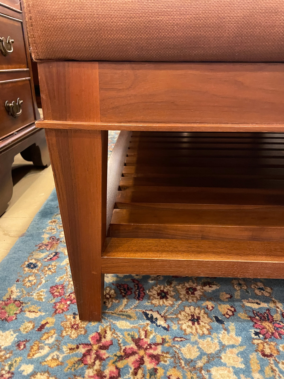 Vinyl and Cherry Ottoman/Coffee Table AS IS (0PQ00K)