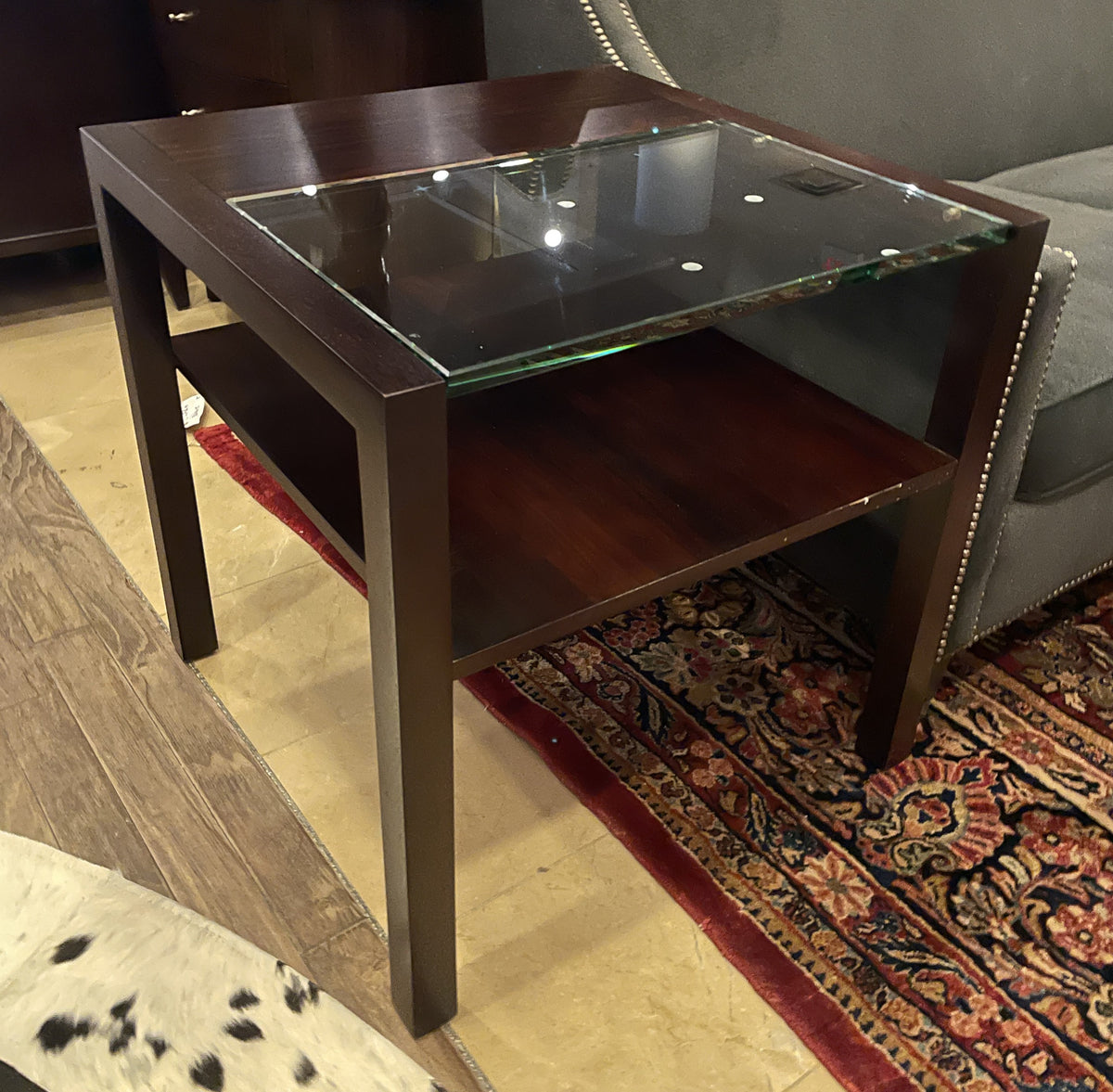 Wooden and Glass Parsons End Table, AS IS (0PQ006)