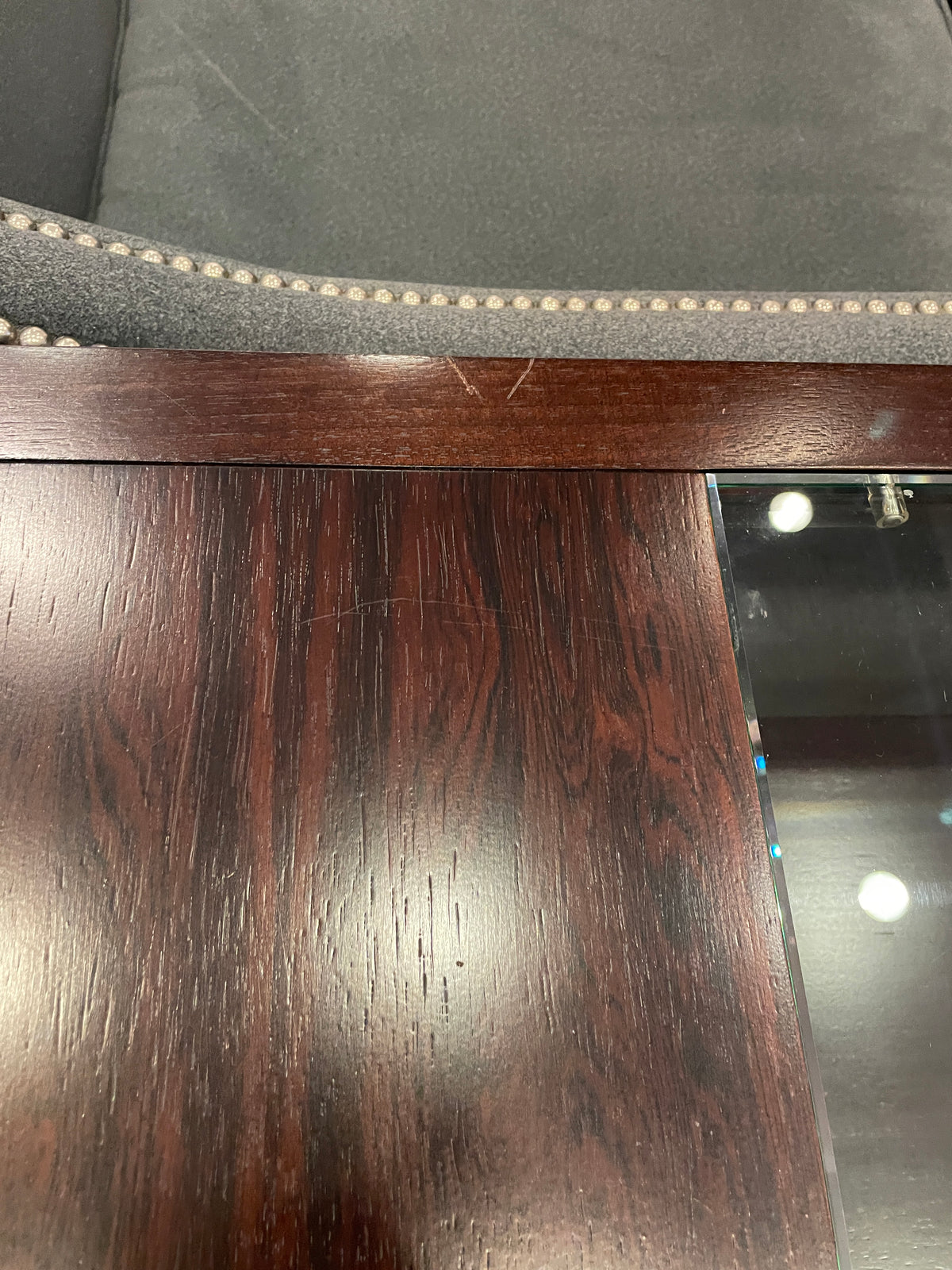 Wooden and Glass Parsons End Table, AS IS (0PQ006)