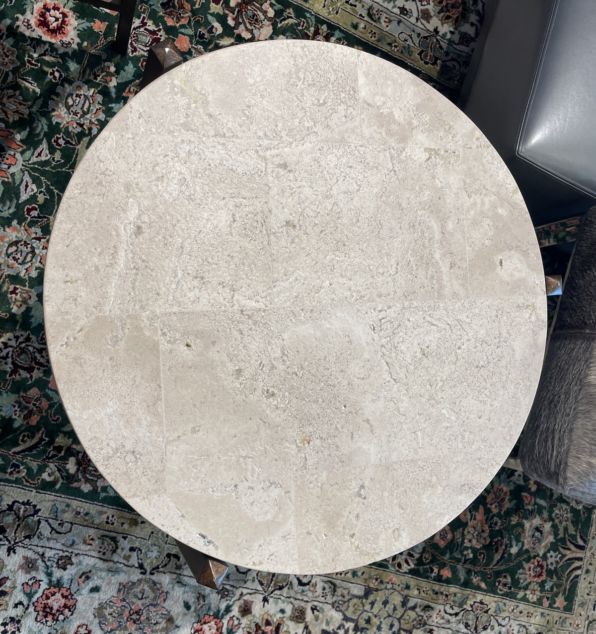 Cachet Travertine Round End Table (Two available 0LG01X 0LG01Y)