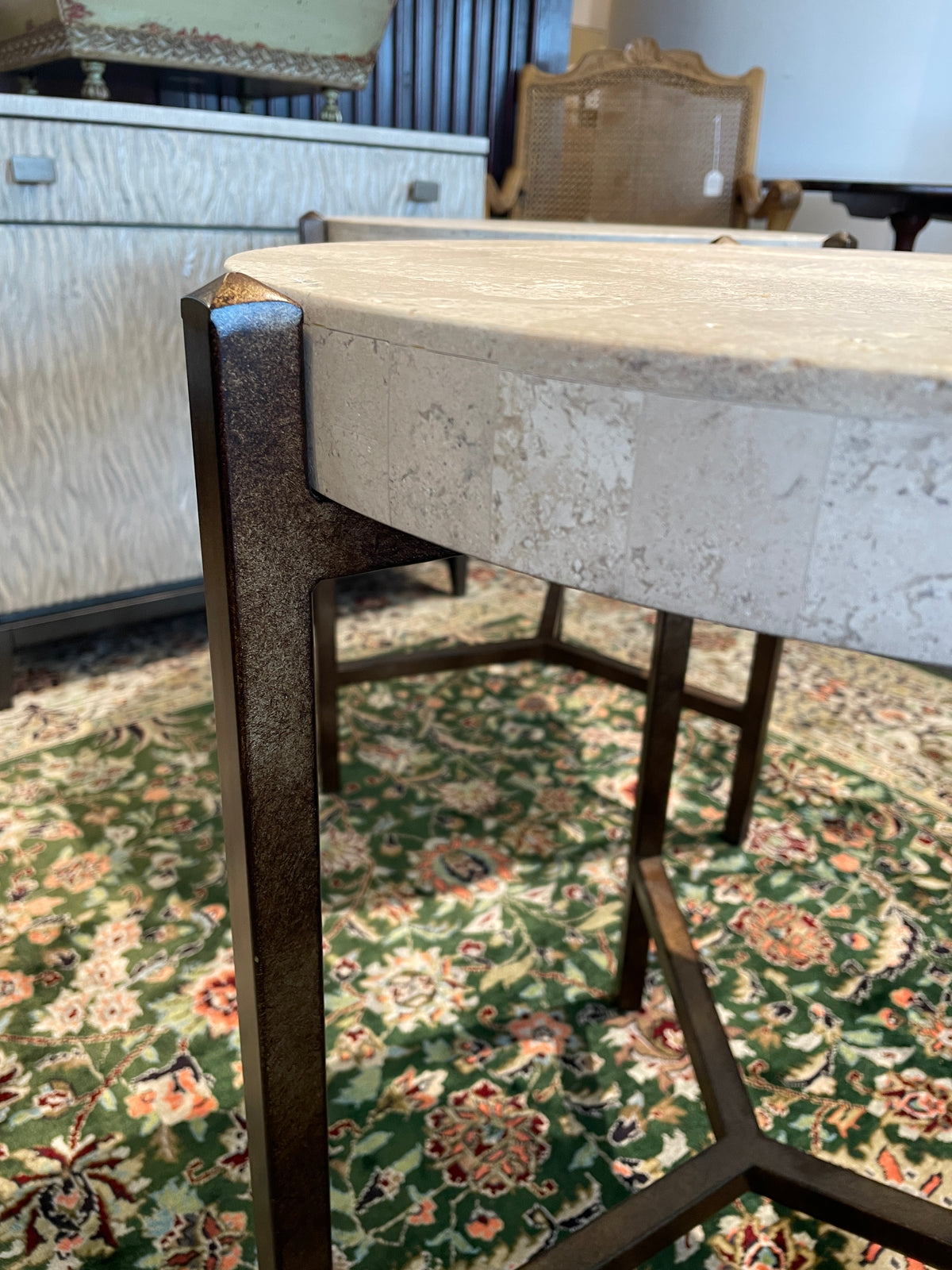 Cachet Travertine Round End Table (Two available 0LG01X 0LG01Y)