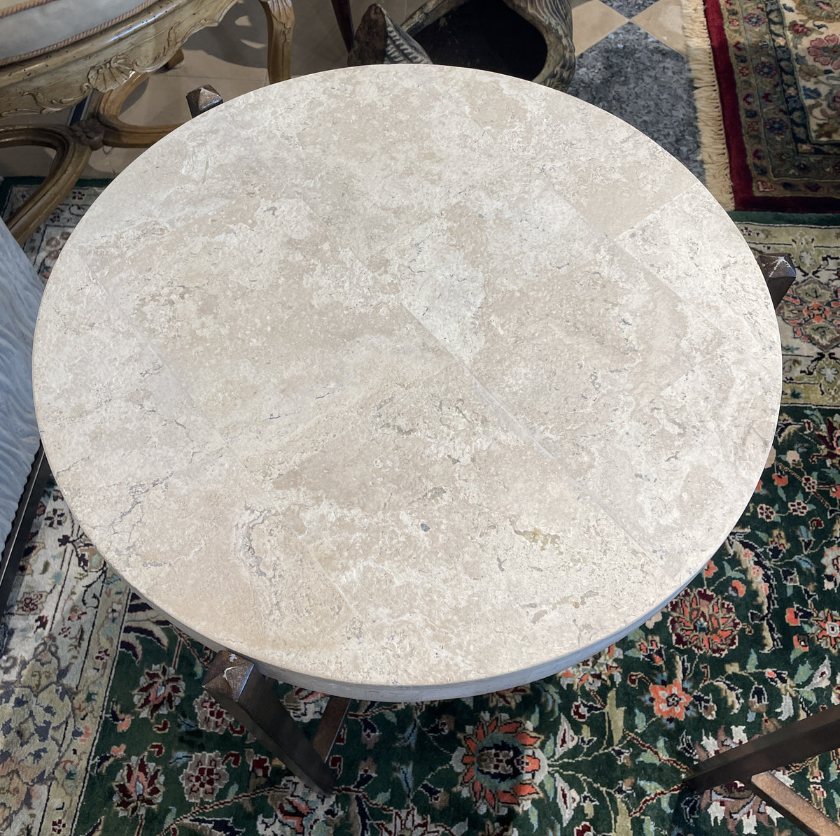 Cachet Travertine Round End Table (Two available 0LG01X 0LG01Y)