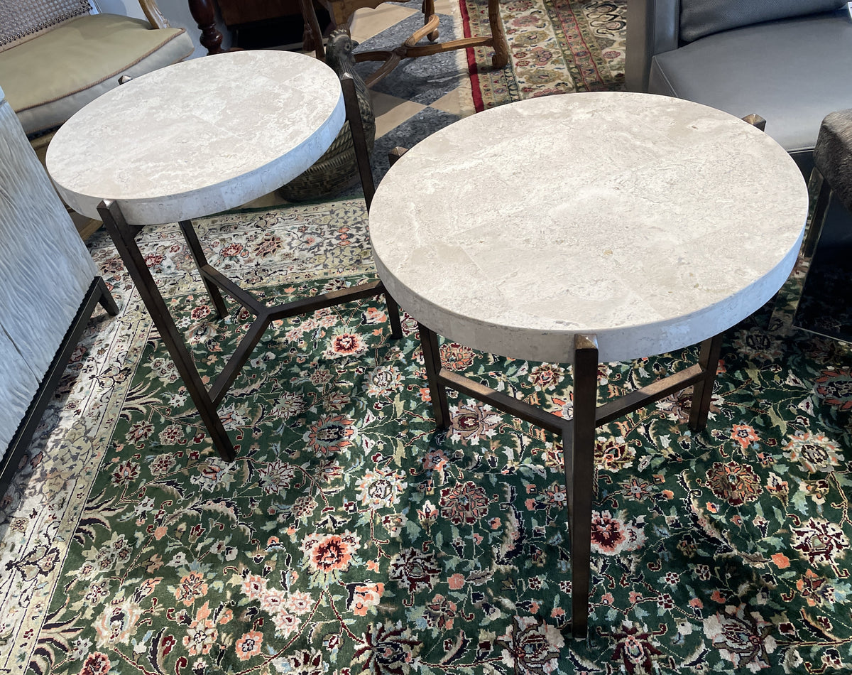 Cachet Travertine Round End Table (Two available 0LG01X 0LG01Y)