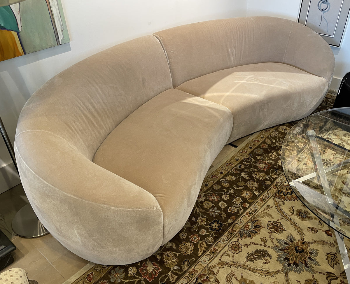 CB2 Roma Curved Sofa, Faux Mohair (0LG020)