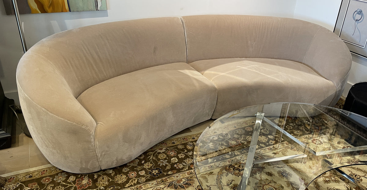 CB2 Roma Curved Sofa, Faux Mohair (0LG020)