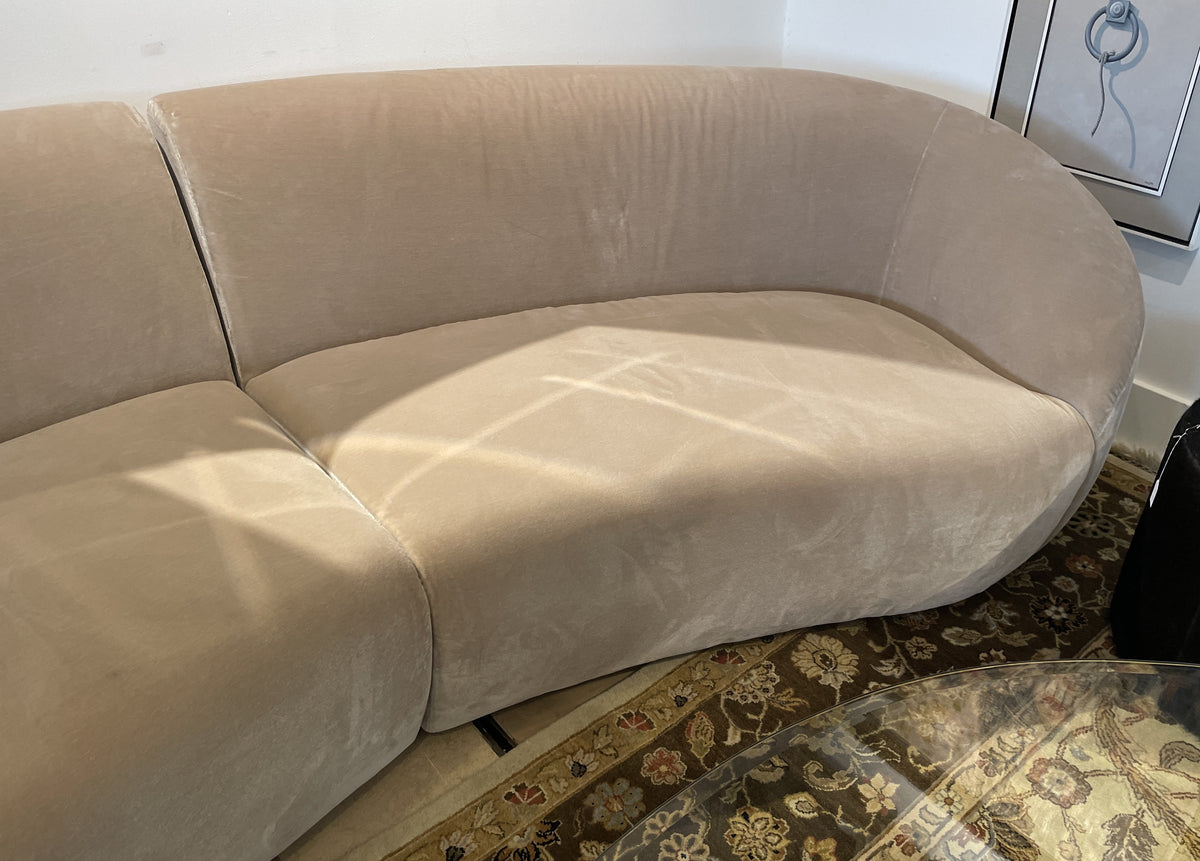 CB2 Roma Curved Sofa, Faux Mohair (0LG020)
