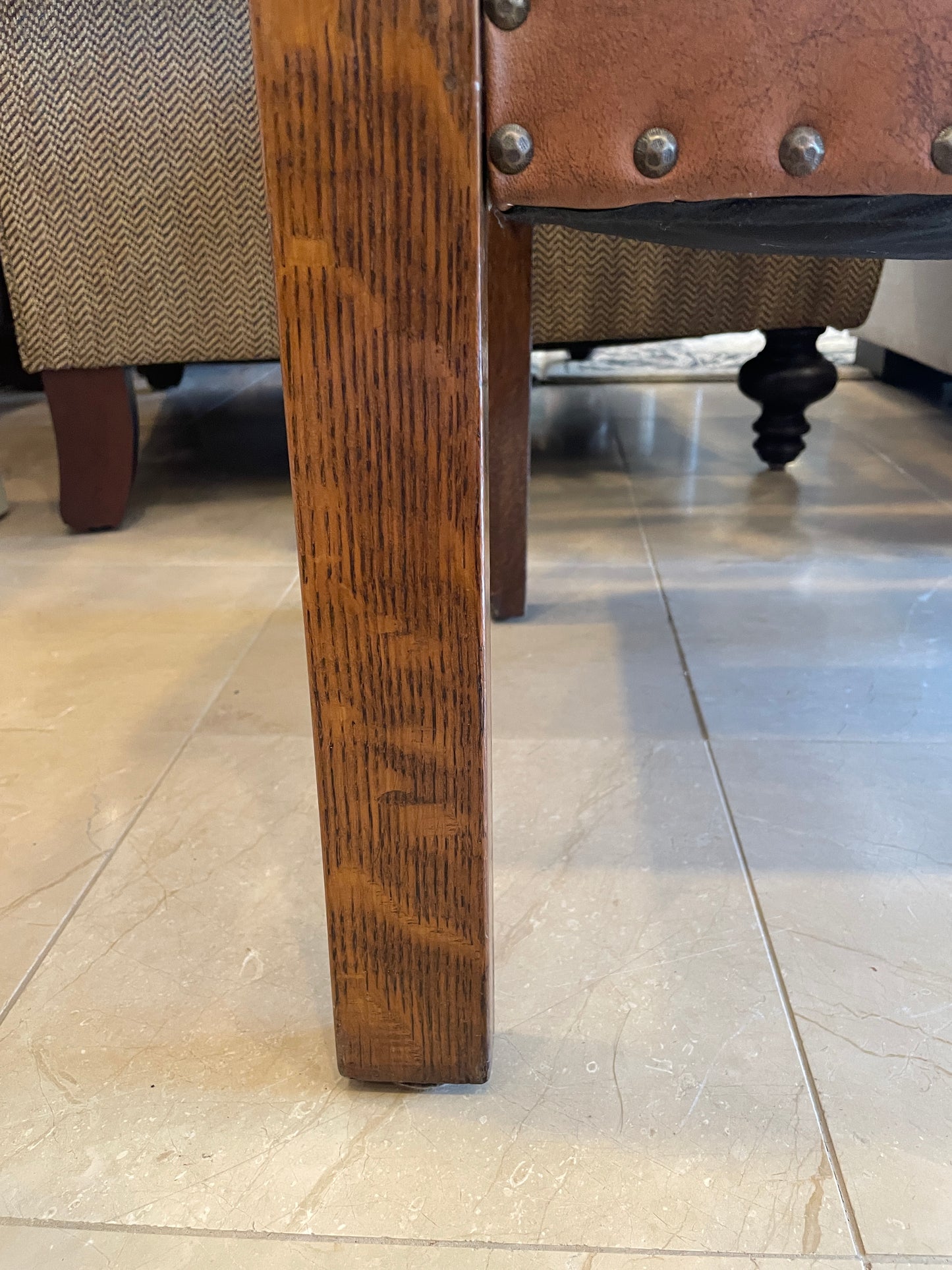 Antique Arts and Crafts Oak Settee, AS IS (0IR01B)