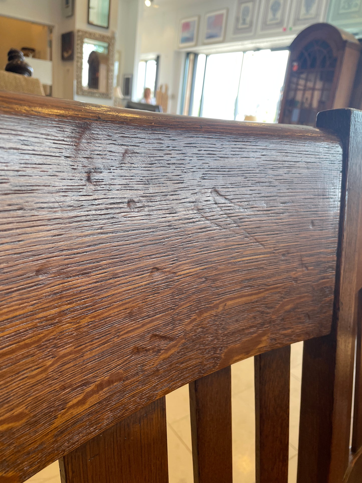 Antique Arts and Crafts Oak Settee, AS IS (0IR01B)