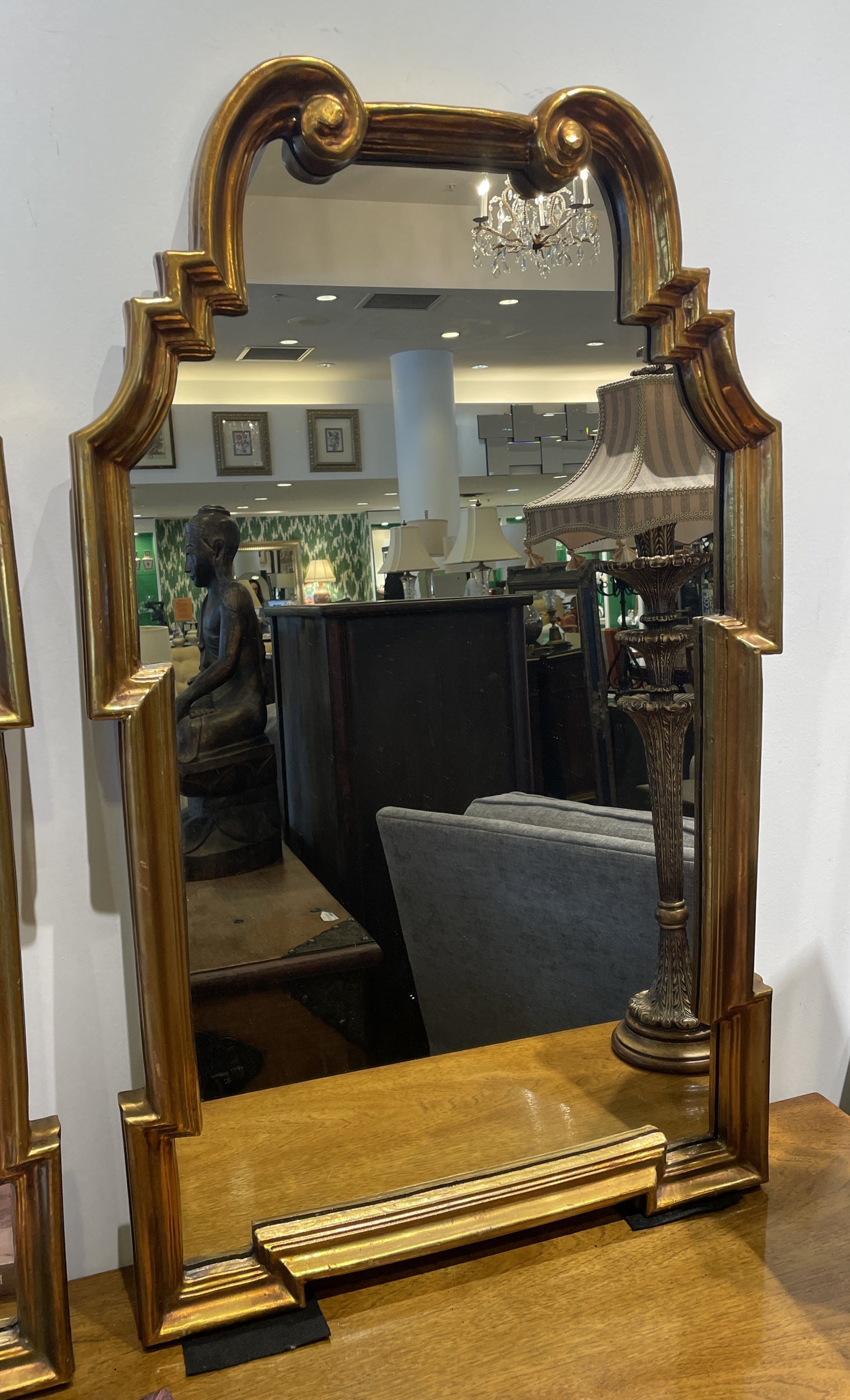 Hollywood Regency LaBarge Scroll Top Mirror (Two available 0JL00C and 0JL00D)