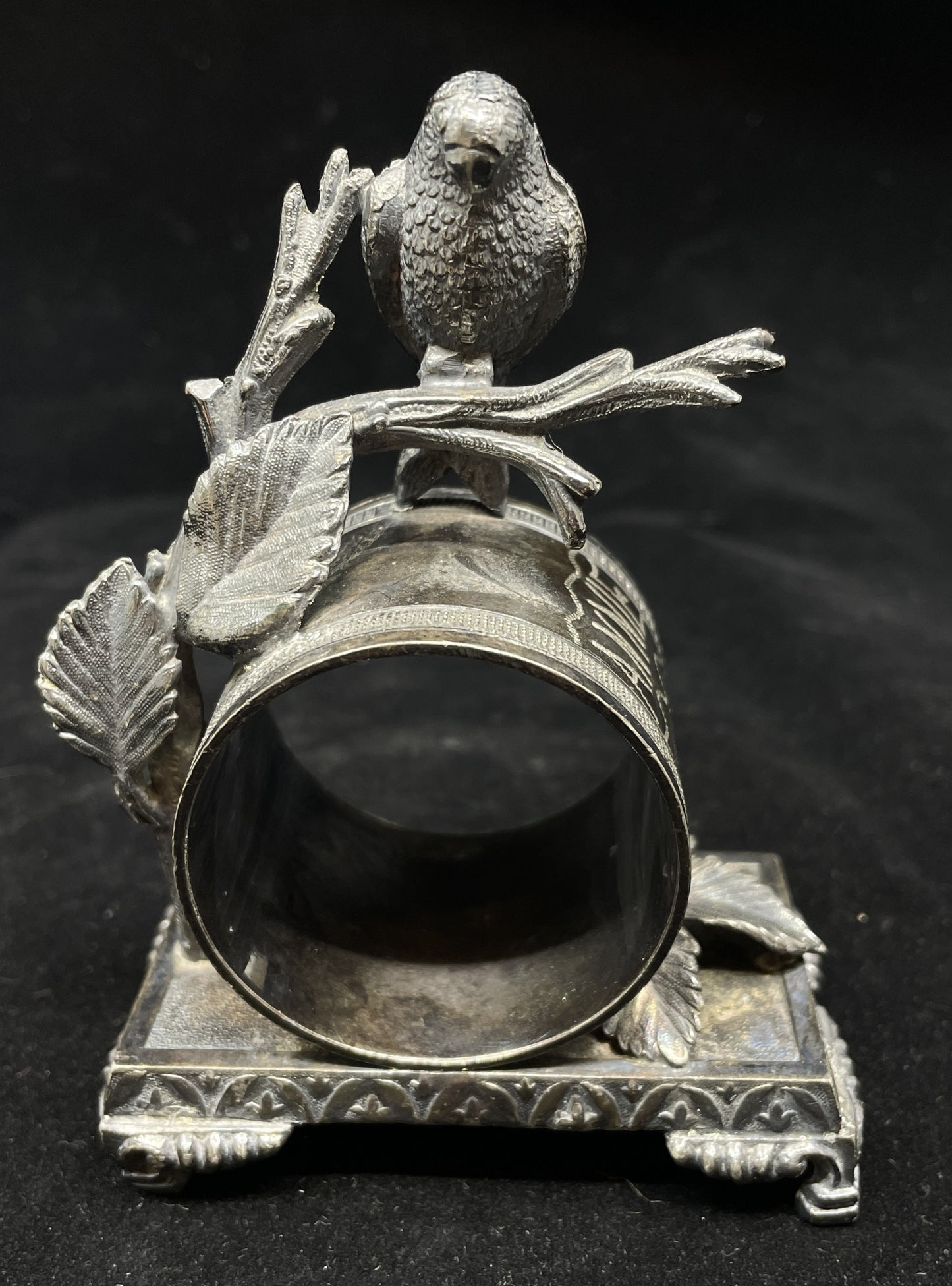 Antique Silver Plate Bird Napkin Ring (0IB003)