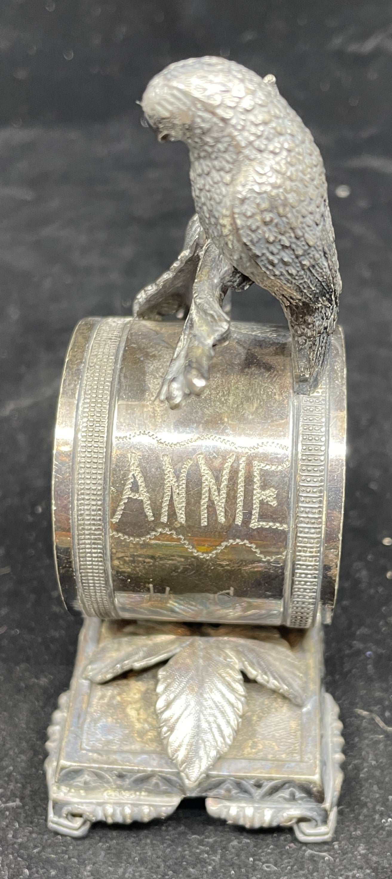 Antique Silver Plate Bird Napkin Ring (0IB003)