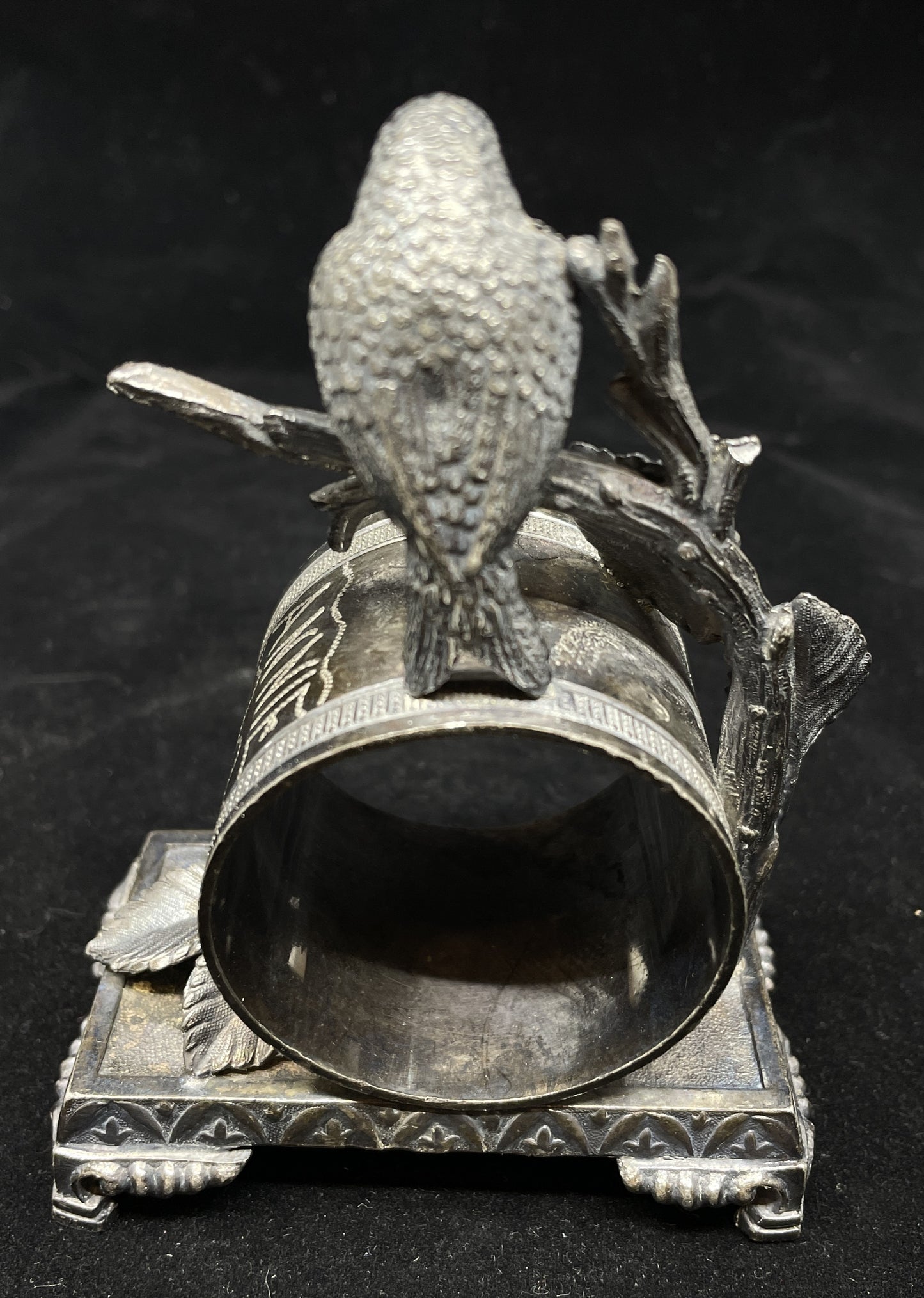 Antique Silver Plate Bird Napkin Ring (0IB003)