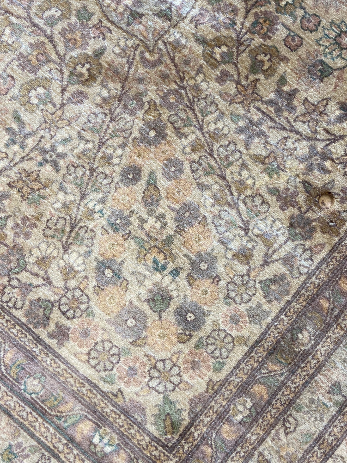 Hand Knotted Neutral Floral Rug (12x9) (L86BTD)