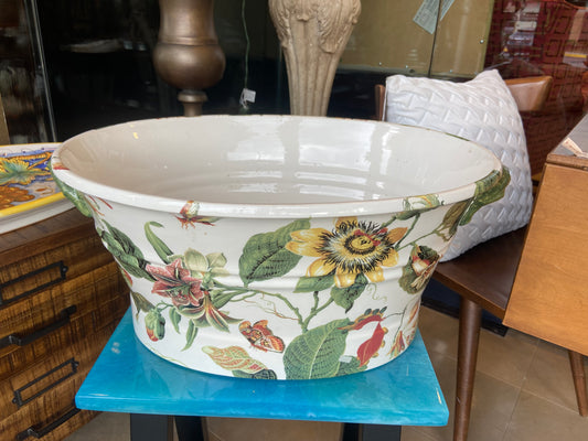 Italian Floral Painted Oval Planter (25499)