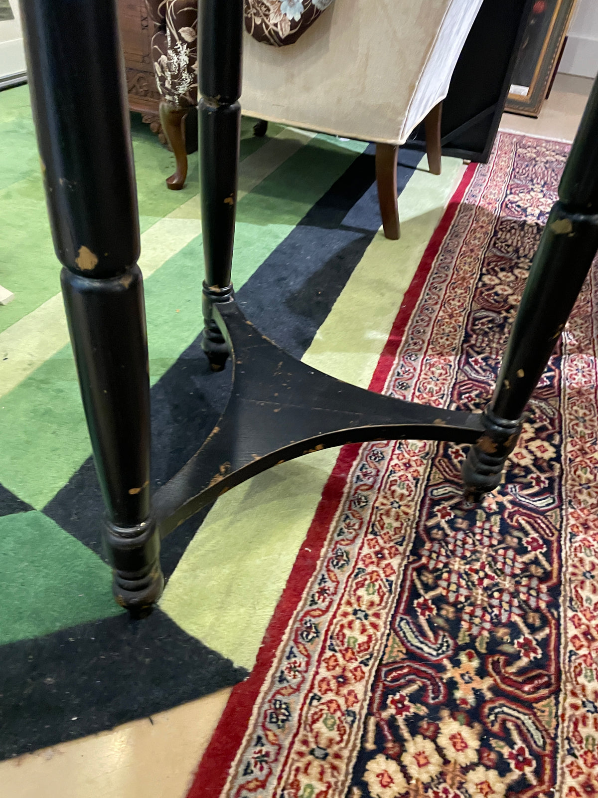 Rustic Finished Round End Table With Natural Top (0PQ00N)