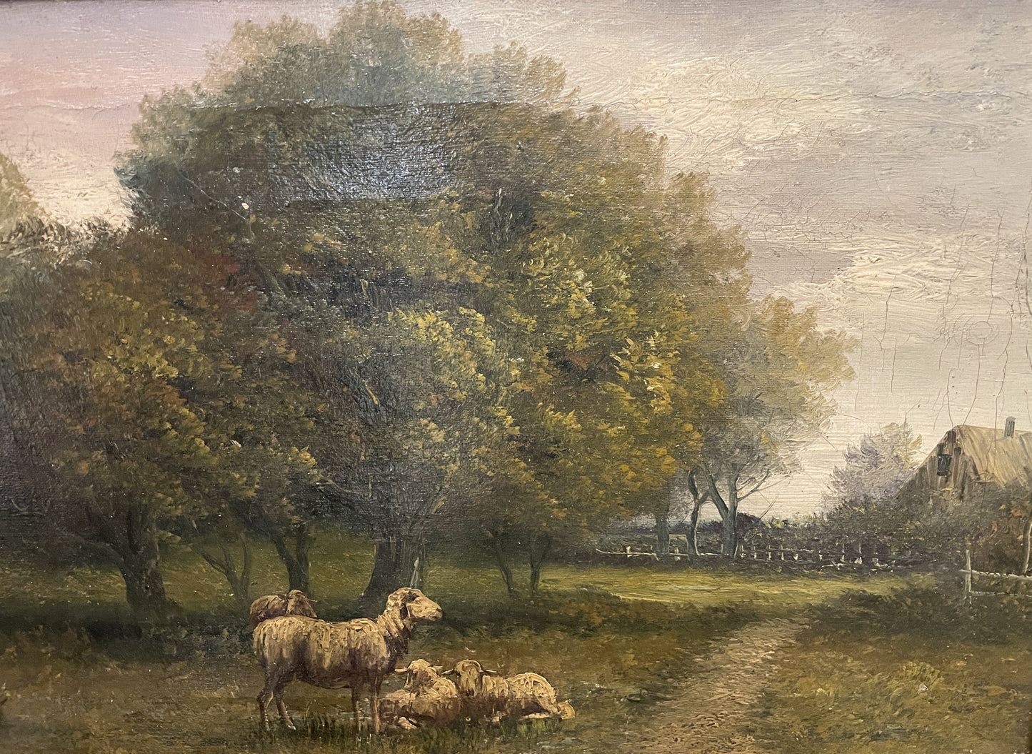 Jacques Durant Oil On Canvas Landscape with Sheep (0M1001)