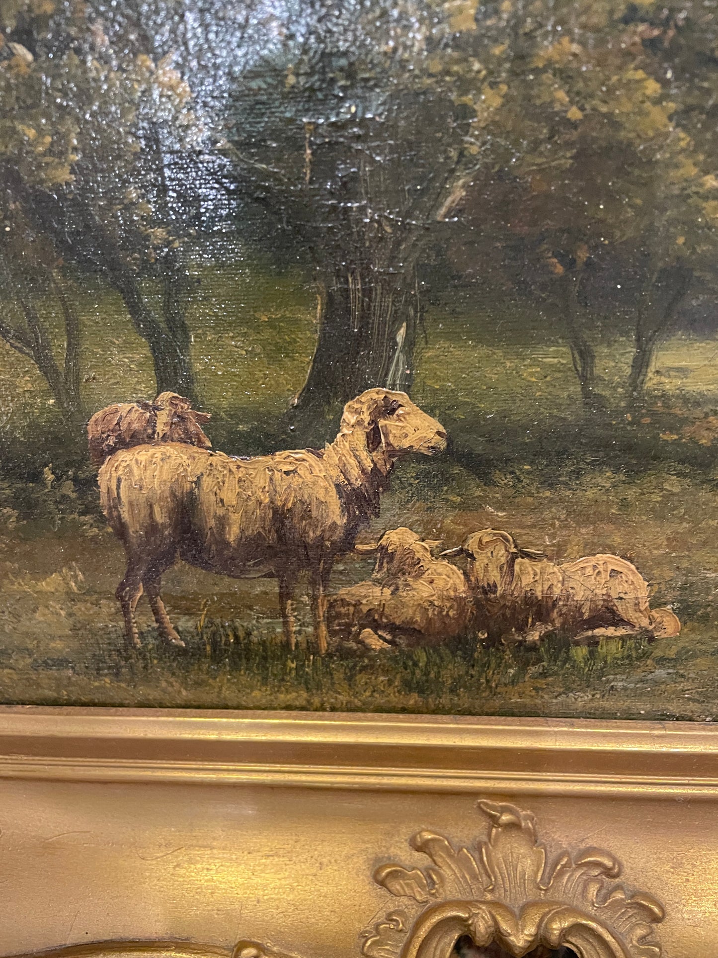 Jacques Durant Oil On Canvas Landscape with Sheep (0M1001)