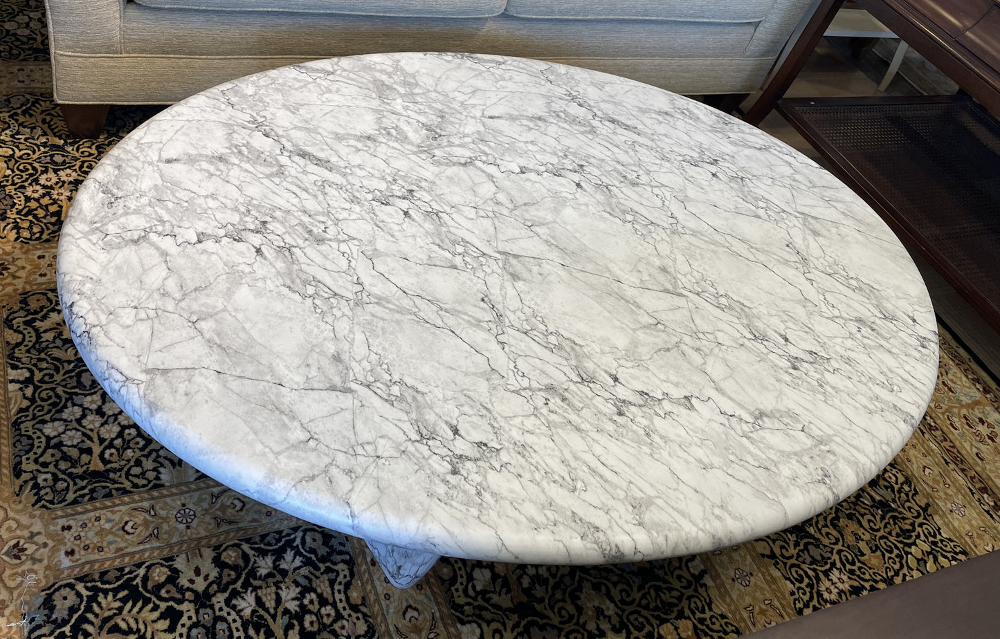 CB2 Anoki 57" Coffee Table with Gray Marblization, NEW (0I4001)