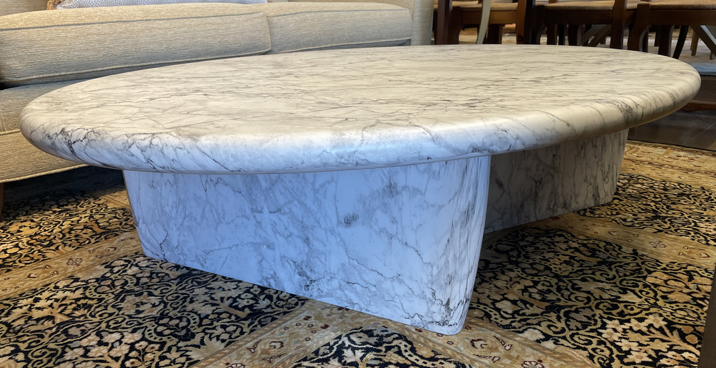 CB2 Anoki 57" Coffee Table with Gray Marblization, NEW (0I4001)