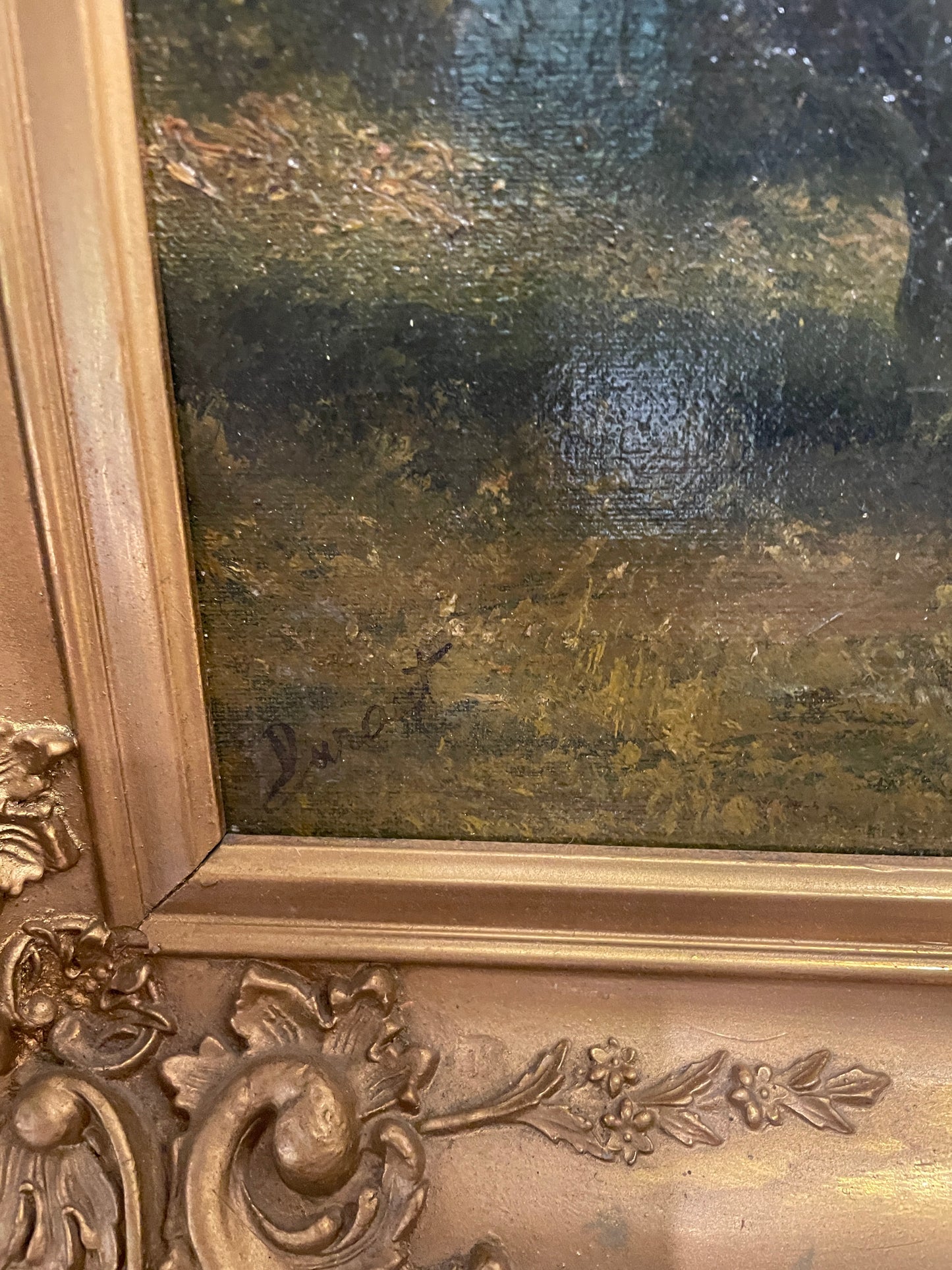 Jacques Durant Oil On Canvas Landscape with Sheep (0M1001)