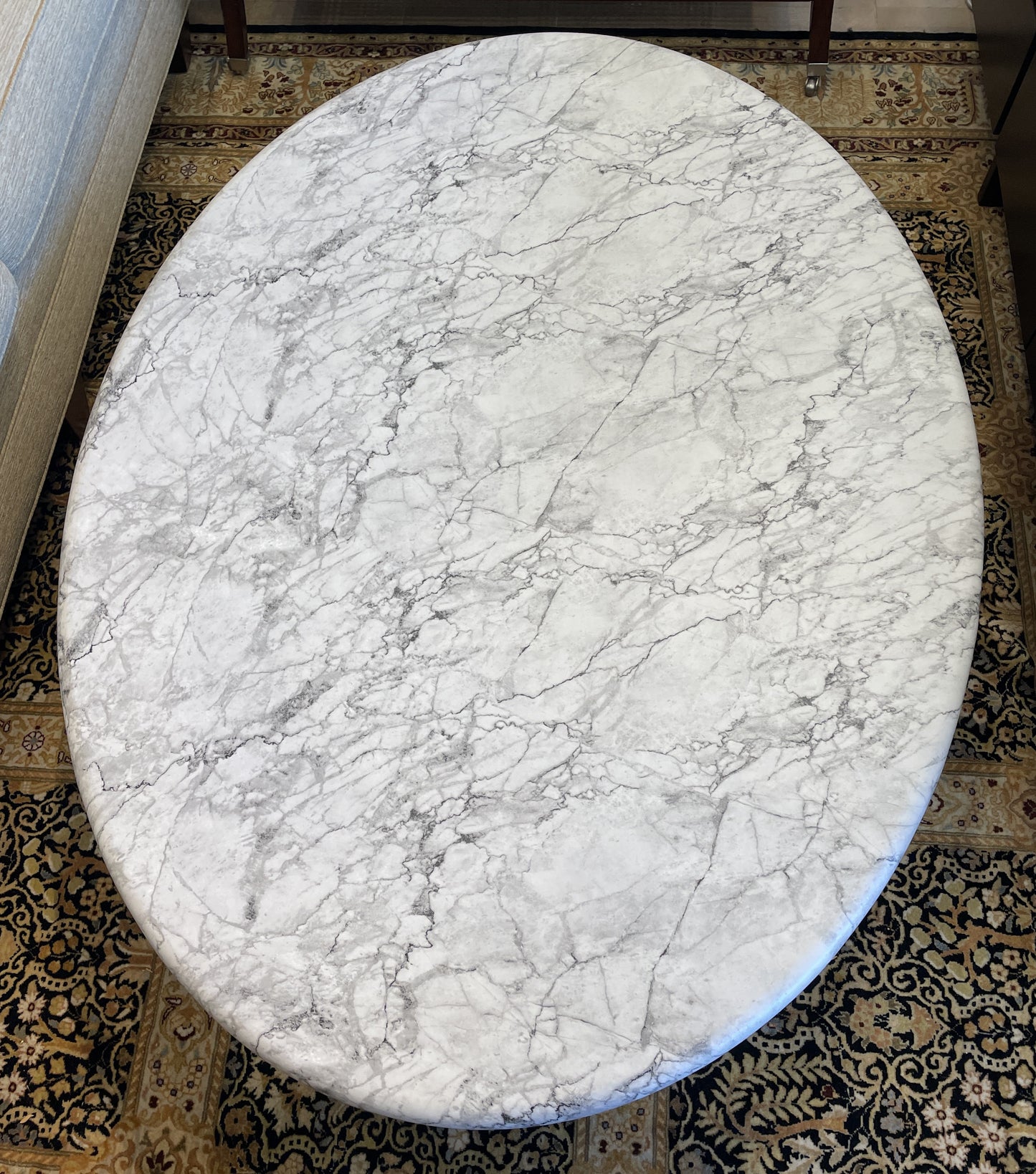 CB2 Anoki 57" Coffee Table with Gray Marblization, NEW (0I4001)