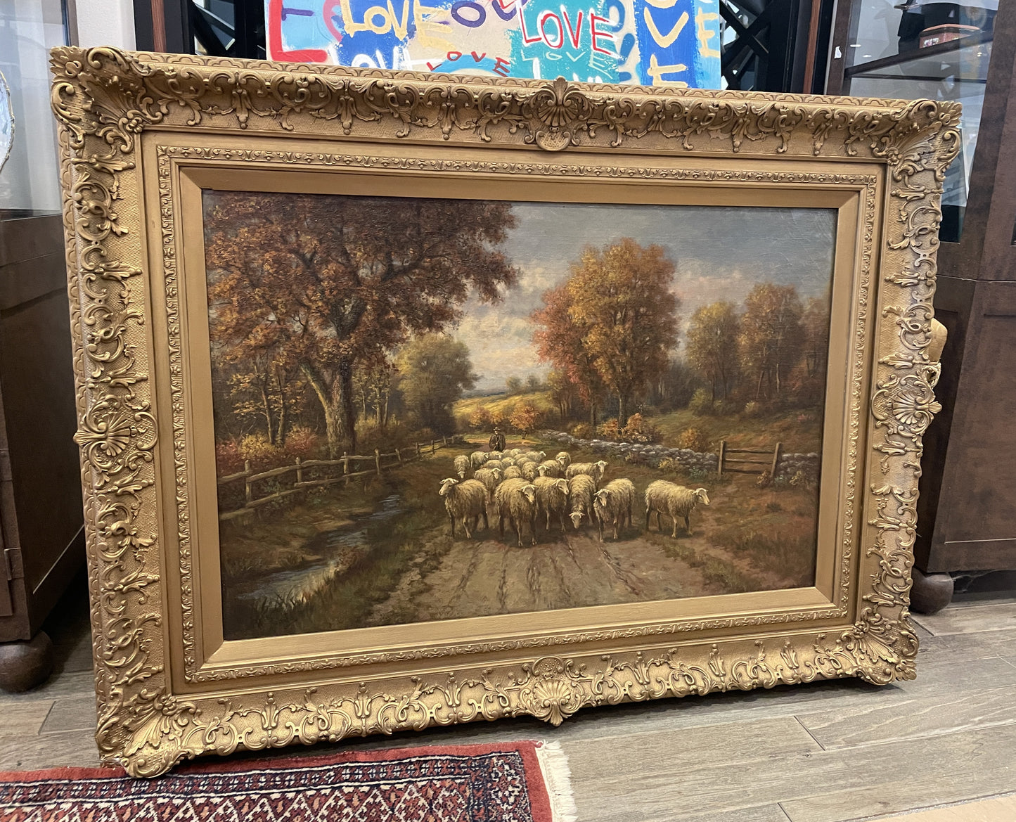 Herman Rohde Landscape Oil on Canvas, Sheep Herder (0M1002)