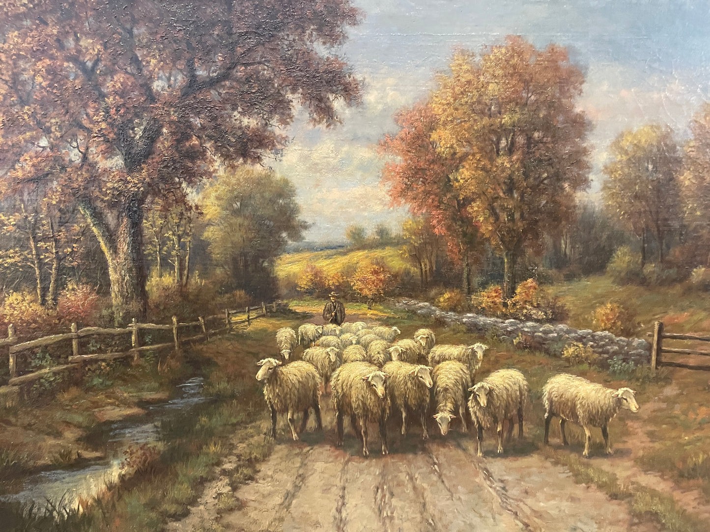 Herman Rohde Landscape Oil on Canvas, Sheep Herder (0M1002)