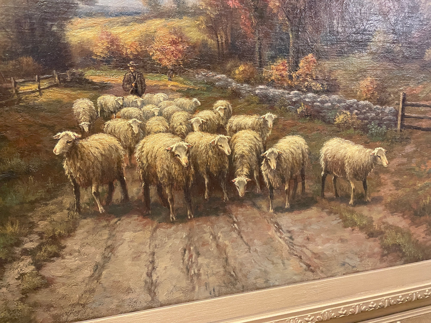 Herman Rohde Landscape Oil on Canvas, Sheep Herder (0M1002)