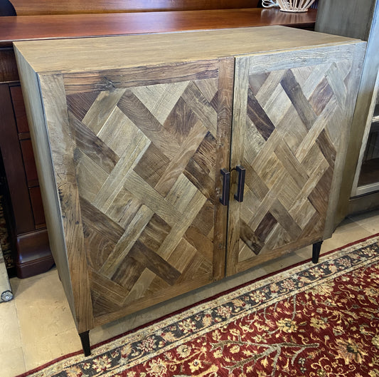 Pottery Barn Recycled Parquet Wood Cabinet Buffet (ZVCV41)