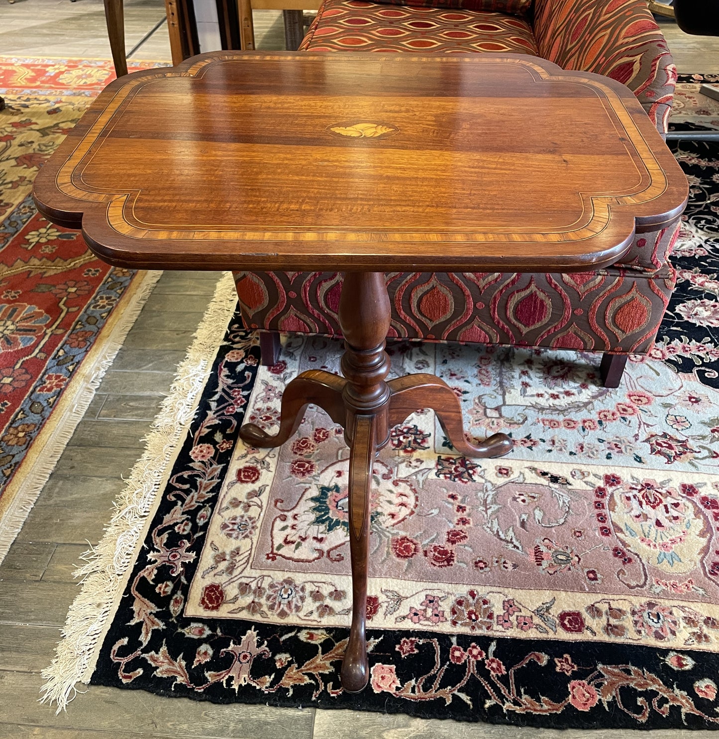 Georgian Flip Top Pedestal Table with Satinwood Shell Inlay (0LY001)